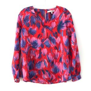 Lovers + Friends Red Floral Print Long Sleeve Blouse